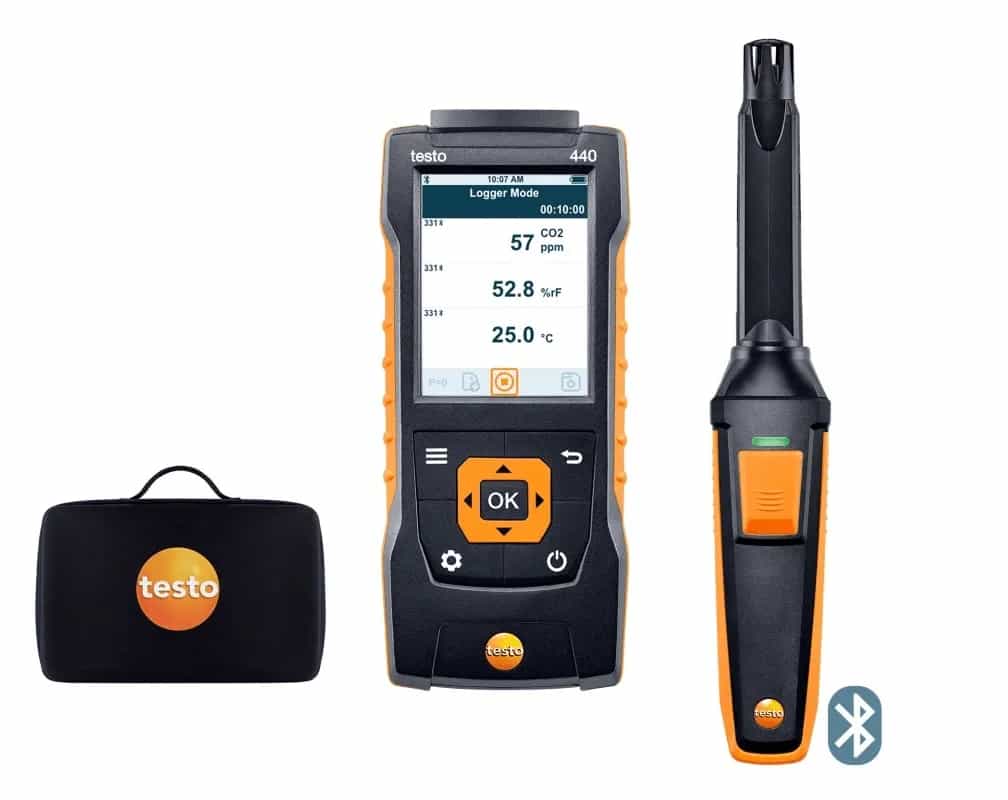 Miernik wielofunkcyjny Testo 440 z sondą Bluetooth do pomiaru CO₂, wilgotności i temperatury